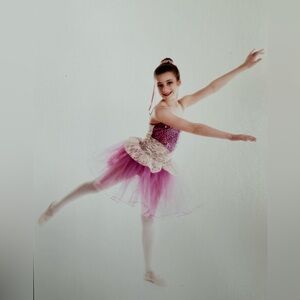 A WISH COME TRUE  Size Intermediate Child Pink Sequins & Ivory Lace Danc…